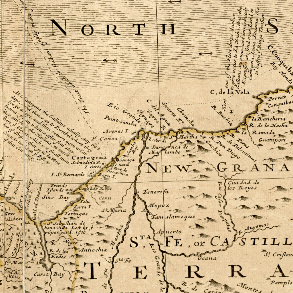 A Map of the West-Indies, Herman Moll, 1715 — Fine Art Giclée Print, White Border