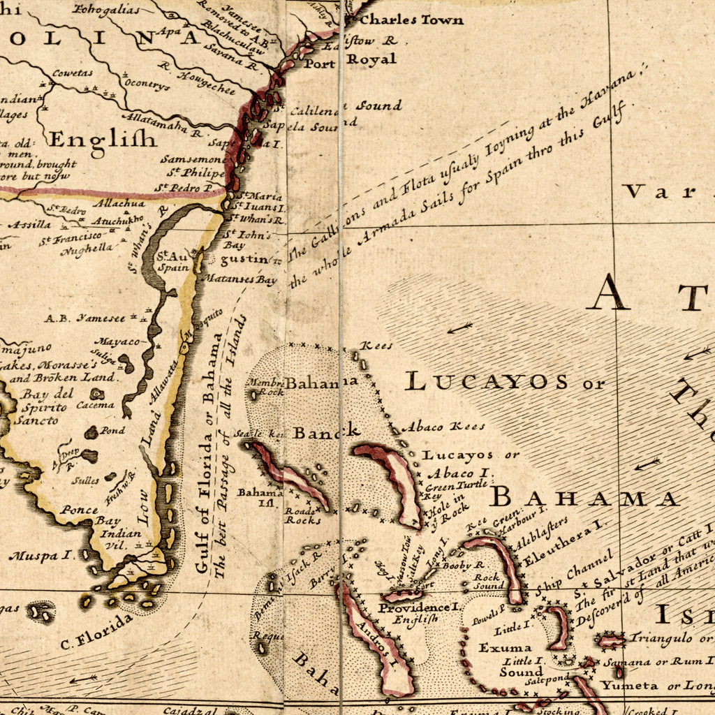 A Map of the West-Indies, Herman Moll, 1715 — Fine Art Giclée Print, White Border