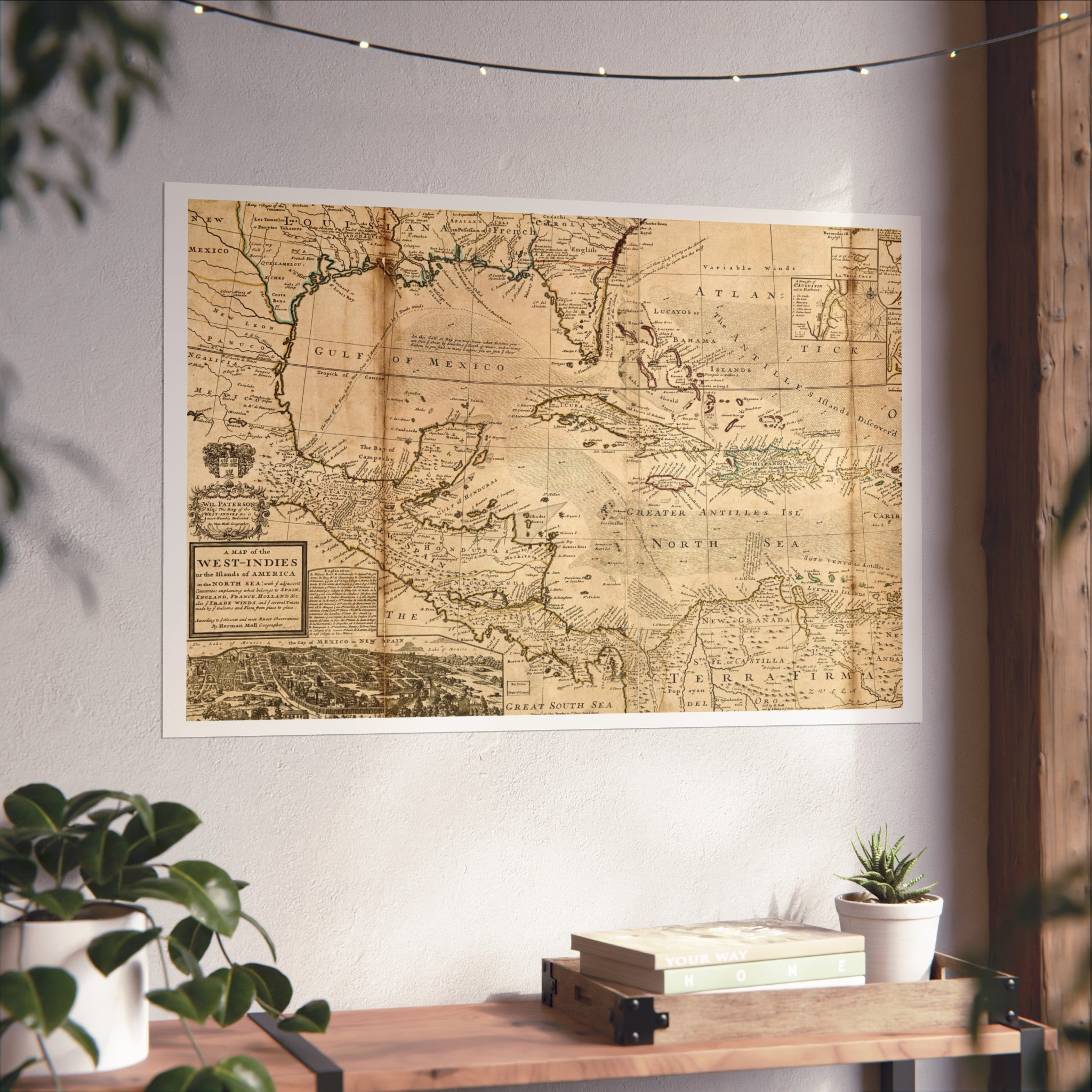 A Map of the West-Indies, Herman Moll, 1715 — Fine Art Giclée Print, White Border