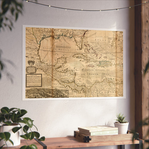 A Map of the West-Indies, Herman Moll, 1715 — Fine Art Giclée Print, White Border