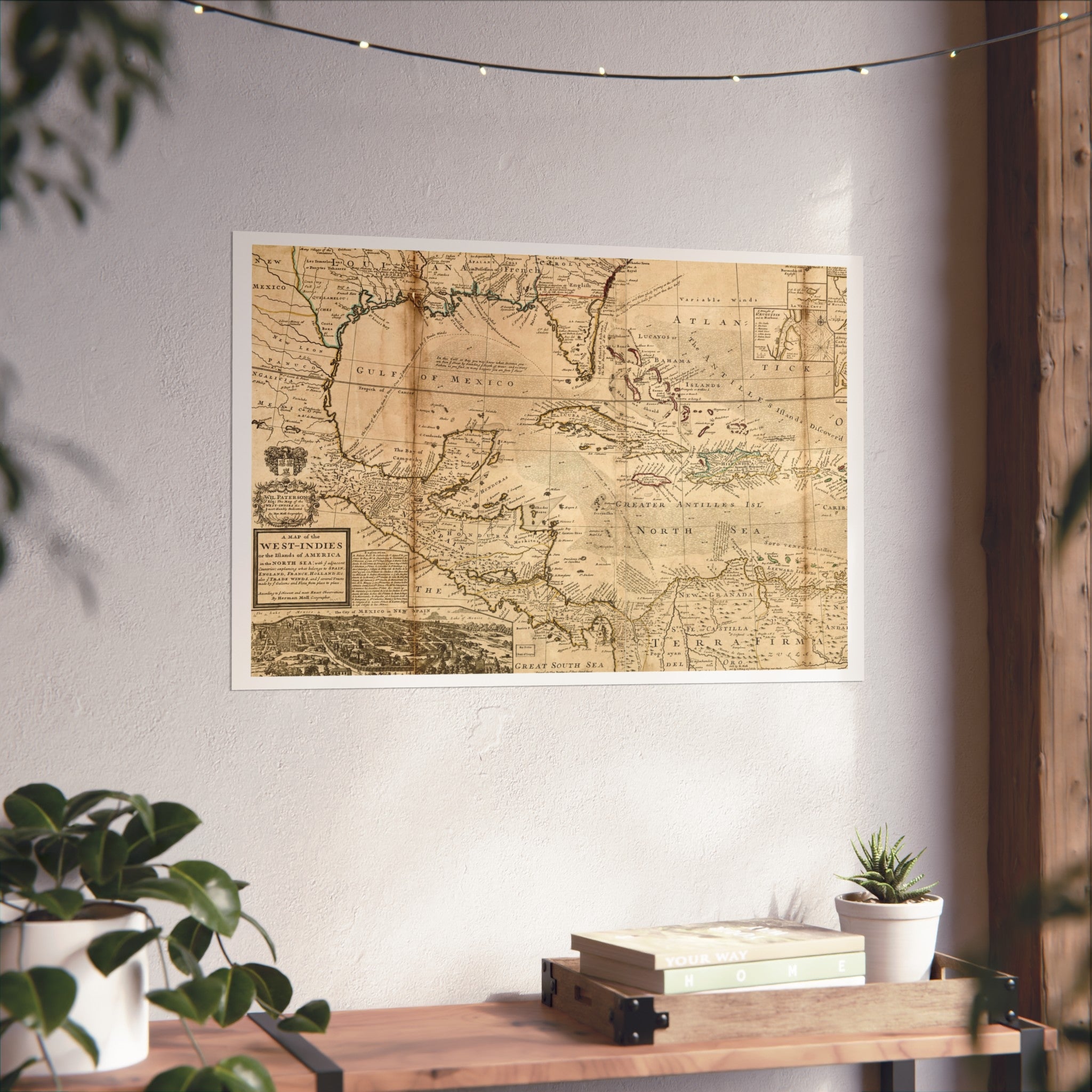 A Map of the West-Indies, Herman Moll, 1715 — Fine Art Giclée Print, White Border